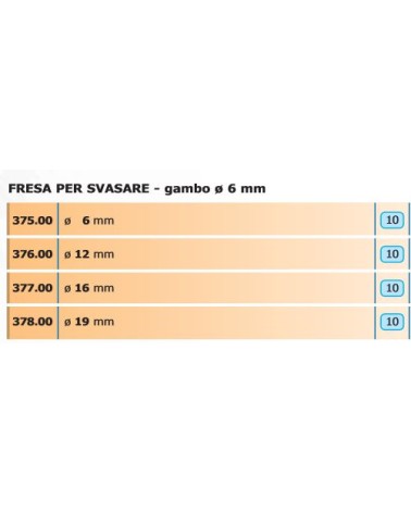 FRESA X SVASARE diametro 6mm      