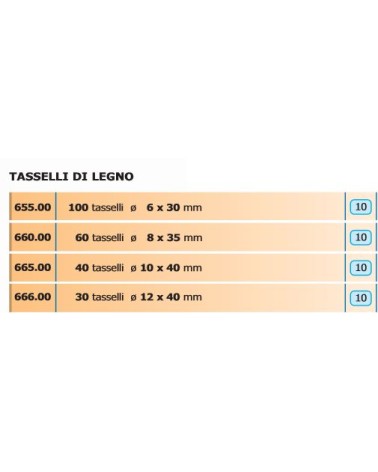 TASSELLI LEGNO diametro 6X30 100P 
