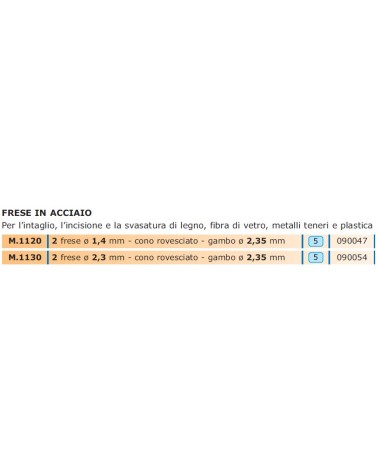 FRESE 2PZ CONO ROV. diametro 1,4MM