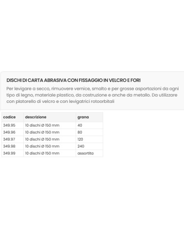 DISCO C/VELC diametro 150 G40 10PZ