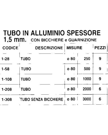 TUBO ALLUM BIA L.250   diametro 80