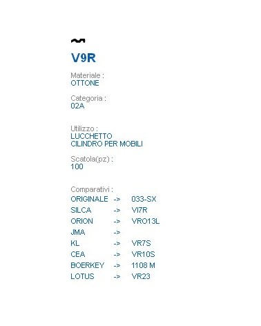 CHIAVE V9R | VI7R         