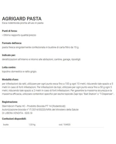ZAPI AGRIGARD PASTA 1.5 KG