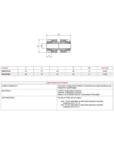 MANICOTTO IRRIFIT diametro 16-16  
