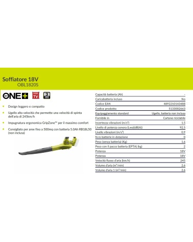 SOFFIAT 18V OBL1820S NUDO 