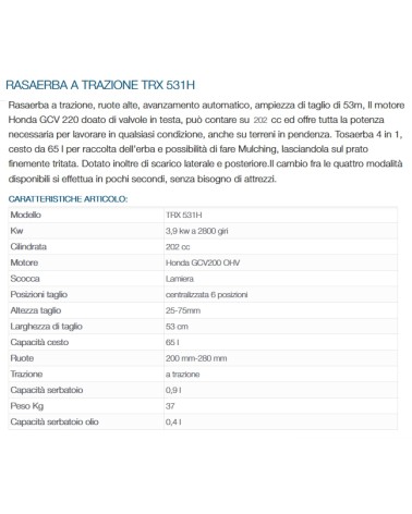 RASAERBA TRAZIONE TRX 531H