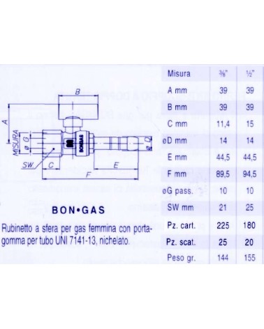 VALVOLA DR GAS PORT F 3/8 