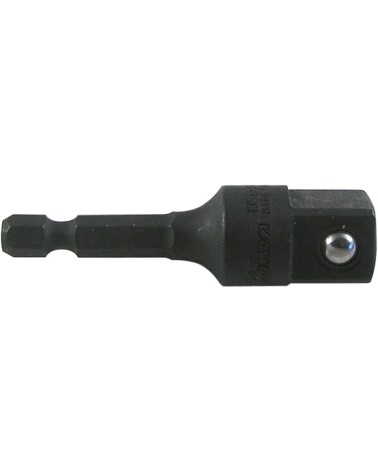 Adattatore per bussole - impronta quadro 1/2 con sfera di tenuta - lunghezza 60 mm - esagono 1/4 - adatto per avvitatori ad impu