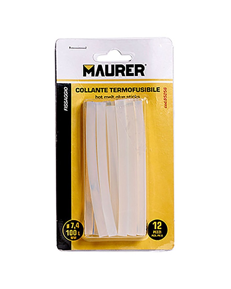 ADESIVO TERMOFUSIBILE TRASPARENTE PER PISTOLA COLLA A CALDO 12 STICKS MM.7,4X100