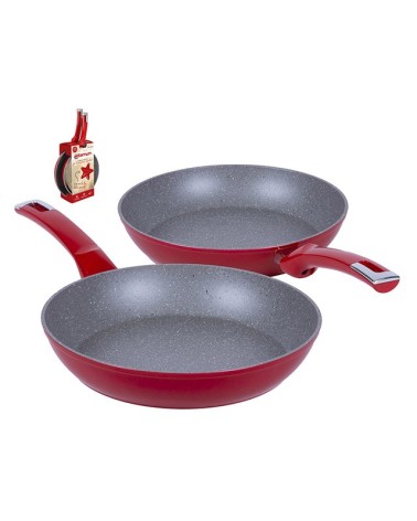 BIS PADELLE 24/28CM SPARKLING RED. Bis padelle antiaderente. Corpo coniato ad elevato spessore. Prodotto adatto all' induzione g