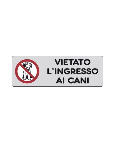 CARTELLINO ADESIVO VIETATO L'INGRESSO AI CANI 150X50MM