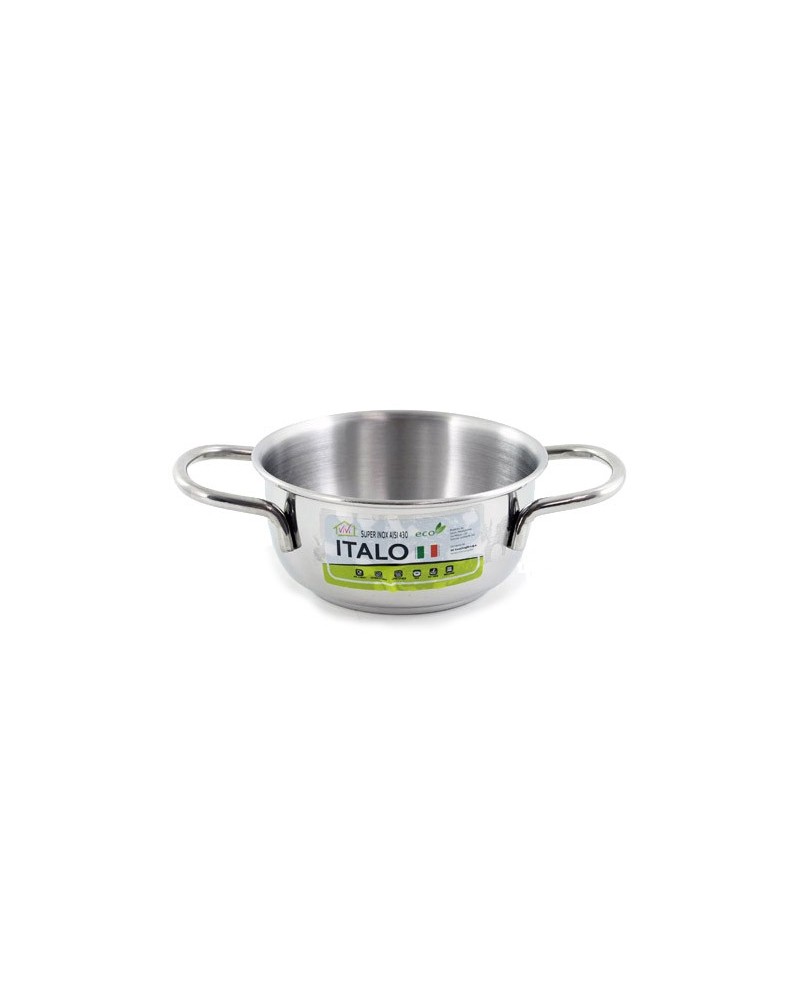 CASSERUOLA FONDA 20CM in acciaio inox AISI 430 con 2 manici ITALO