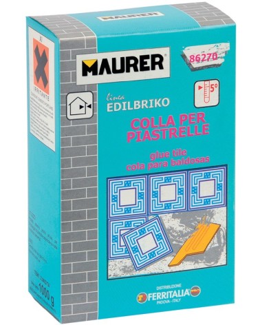 Colla per piastrelle 5KG MAURER EDILBRIKO - per incollaggio di piastrelle da rivestimento, gres, ceramica - adatto per uso inter
