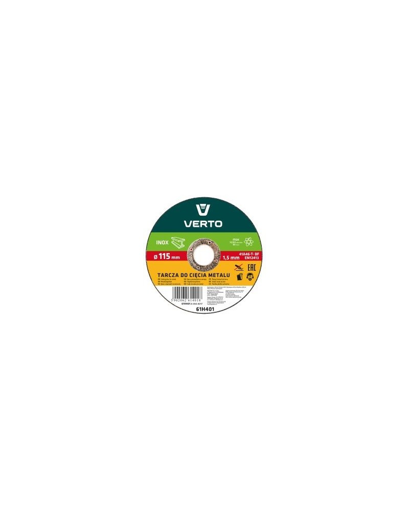DISCO DA TAGLIO PER METALLI INOX 115 X 1,5 X 22,2 MM.VERTO