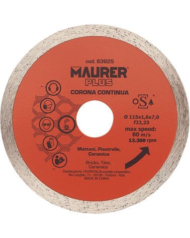 DISCO DIAMANTATO CORONA CONTINUA MM 115X1,6X6,5X22,2