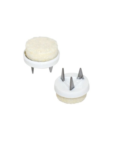 Feltrino tondo di colore bianco mm19 con supporto in metallo e 3 denti di fissaggio, in busta da pz 8.