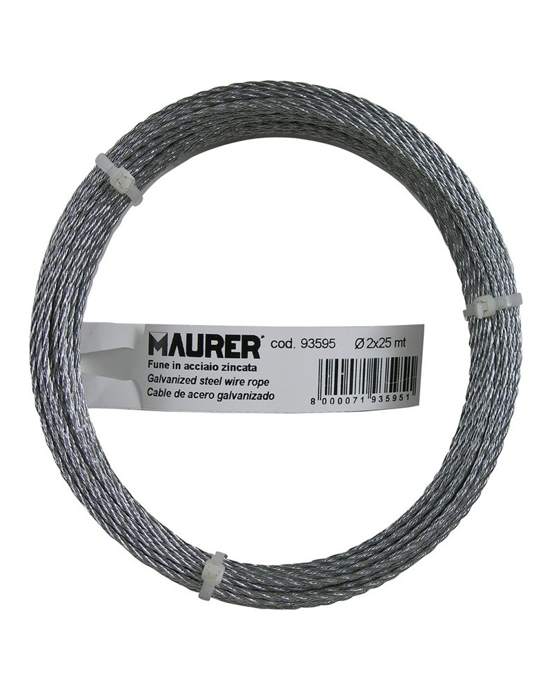 FUNE ACCIAO ZINCATO COMMERCIALE 18 FILI  R.60 MT25 MM2