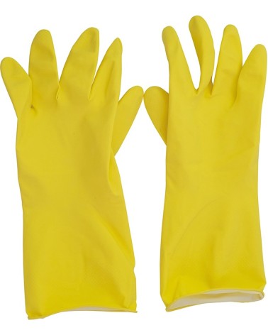 Guanto in lattice MAURER TAGLIA XL per utilizzo domestico con interno felpato - colore giallo - lunghezza 30 cm  spessore 0,30 m