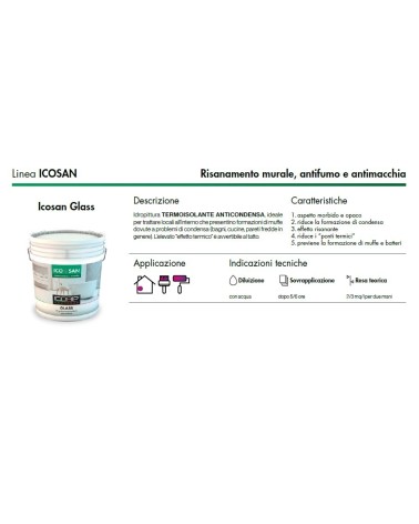 Idropittura TERMOISOLANTE ANTICONDENSA ICOSAN GLASS 750ML BIANCO