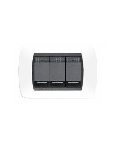 LIVING INT. - PLACCA 3P PLASTICA BIANCO S- BTIL4803PB placca 3 moduli - colore bianco (con cornice interna nera) - materiale tec