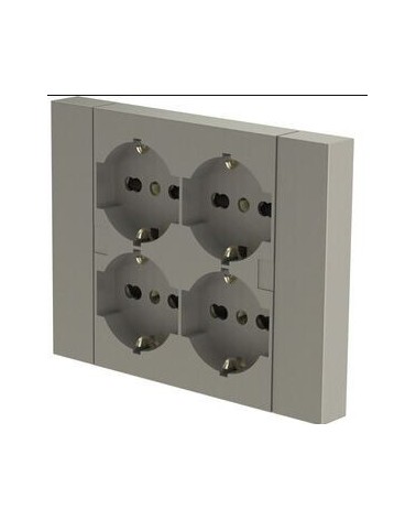 MULTIPRESA INCASSO QUADRA 4 PRESE BIPRESA SCHUKO TITANIO