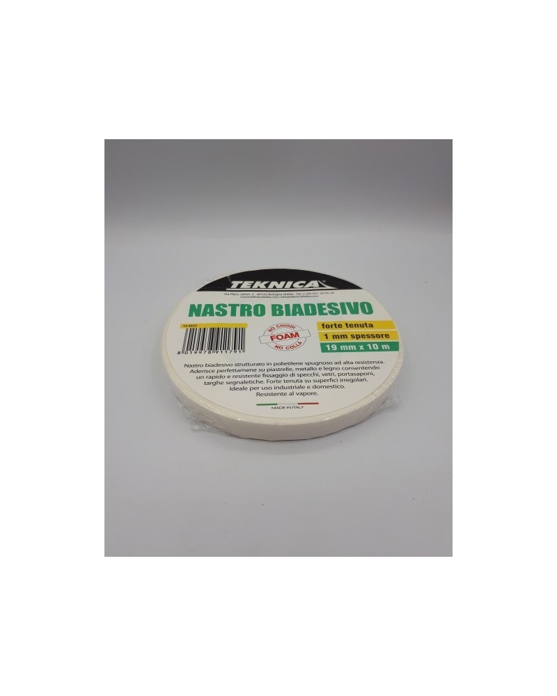 NASTRO BIADESIVO BIANCO 19MMX10MT 1MM DI SPESSORE ART. TK13-0322