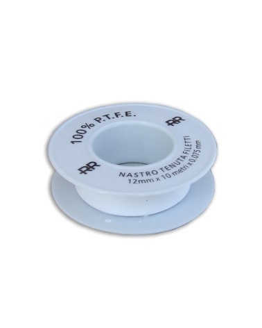Nastro teflon professionale per acqua in rotoli flangiati altezza mm19 x 10 metri di lunghezza. Spessore mm 0,075. Colore bianco