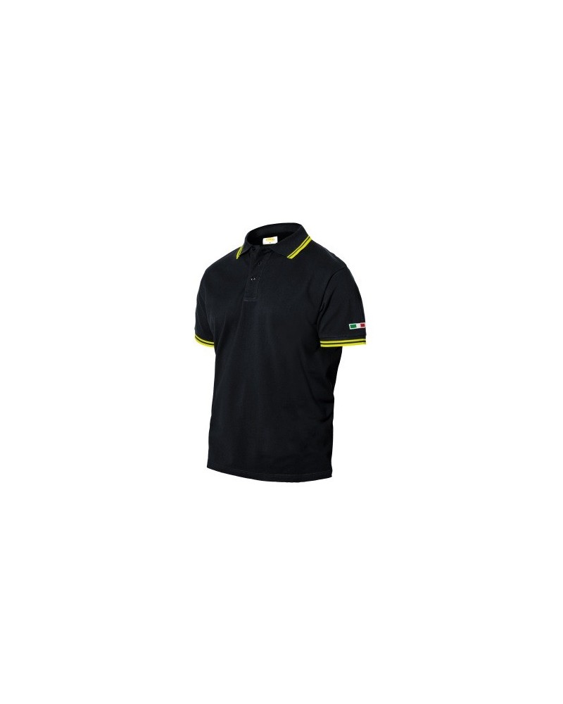 POLO 100% COTONE NERO/GIALLA FLUO 200GR MANICA CORTA SUMMER/8 TAGLIA L
