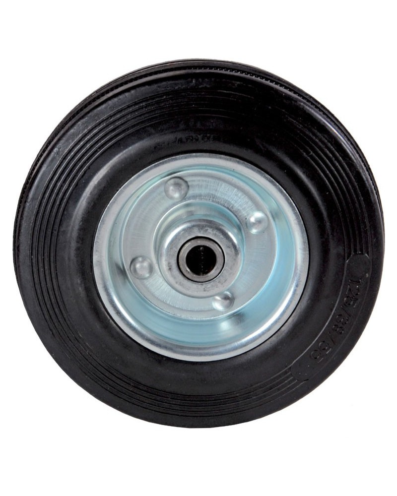 Ruota in gomma nera 80mm MAURER - dischi in lamiera con cuscinetto a rulli - boccola di riduzione - solo ruota