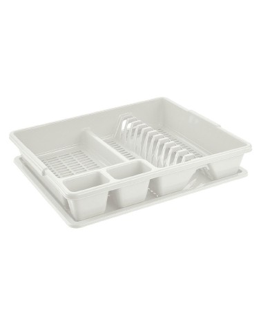 SCOLAPIATTI GRANDE BIANCO IN PLASTICA ALTEZZA cm 8,5 LARGHEZZA cm38, 	PROFONDITA' cm46,5, Scolapiatti grande con vassoio raccogl
