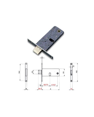 SERRATURA DA INFILARE E60  CON RULLO CILINDRO OVALE F16 OMEC art. 385
