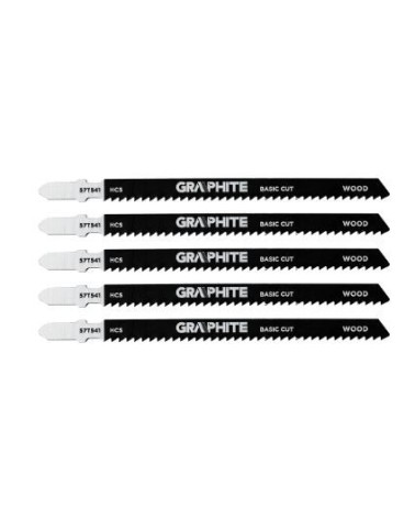 SET DI LAME PER SEGHETTO ALTERNATIVO, 9 TPI, HCS, ATTACCO A T, 5 PEZZI - GRAPHITE 57T541