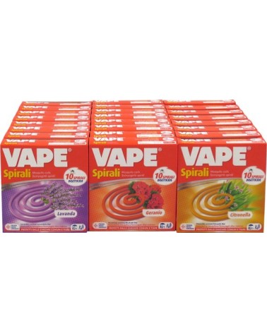 Spirali zanzarifughe VAPE - tengono lontano zanzare, pappataci e insetti volanti da terrazze, giardini, campeggi - 3 fragranze: 