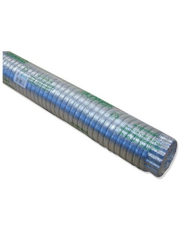 Tubo alluminio pieghevole DIAMETRO MM150 colore alluminio. Temperatura massima 300°C. Allungabile a 3 mt.