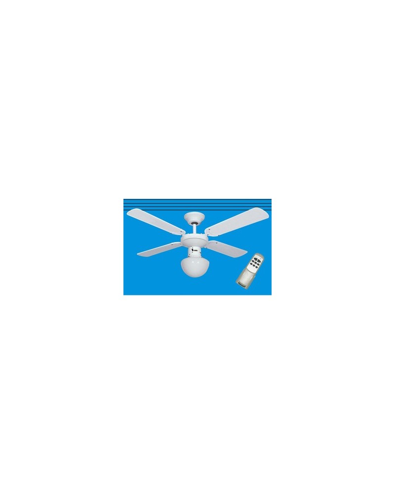 VENTILATORE A SOFFITTO BIANCO CON TELECOMANDO + LUCE DIAM. 105CM