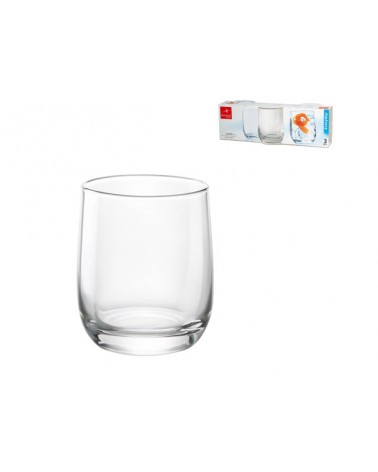 Bicchieri acqua in vetro trasparente SET DA 3 PZ, linea Loto. Lavabili in lavastoviglie.19 cl - 6 1/2 ozh 80 mm - 3 1/4Ø 69 mm -