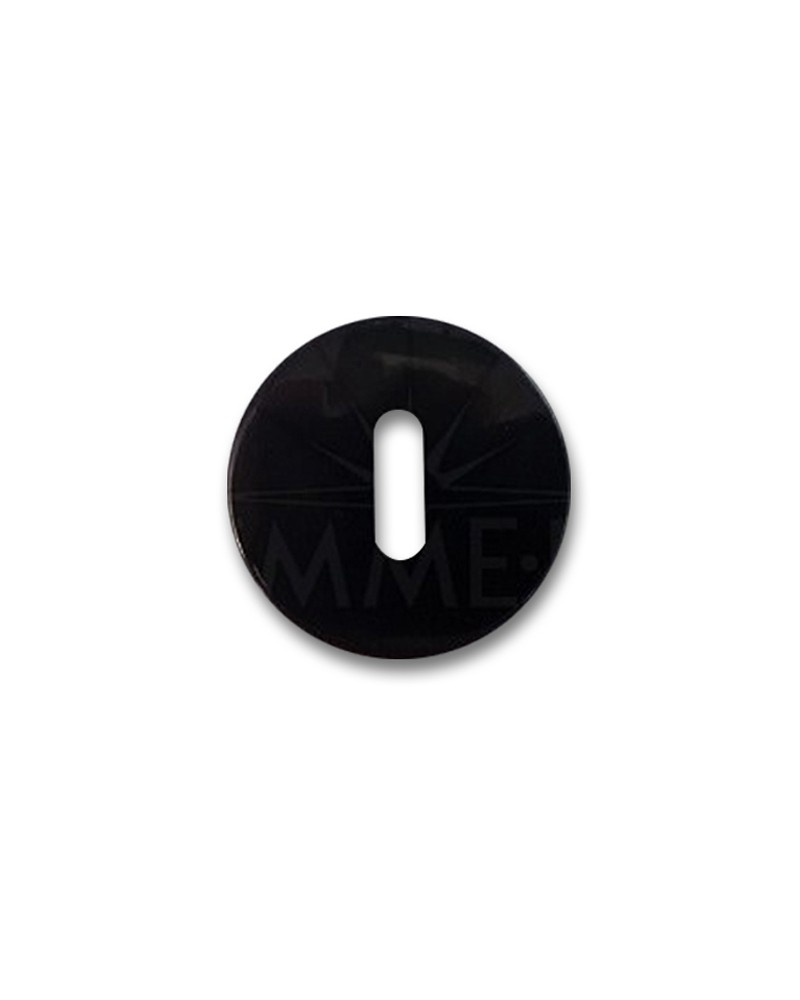 Bocchetta tonda nera in nylon con foro Patent, serie Minny. Diametro mm.50, spessore mm.7. Colore nero.