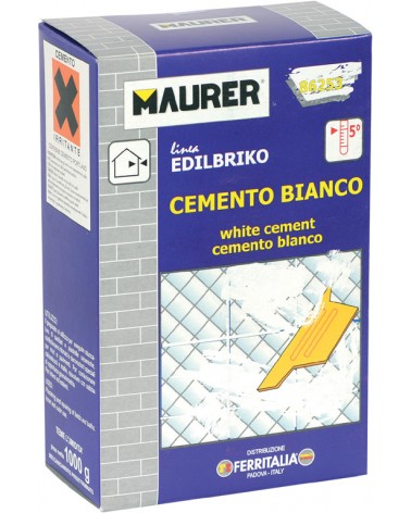 Cemento bianco 5KG MAURER EDILBRIKO per stuccatura e riparazioni su piastrelle e sanitari - adatto per uso interno ed esterno