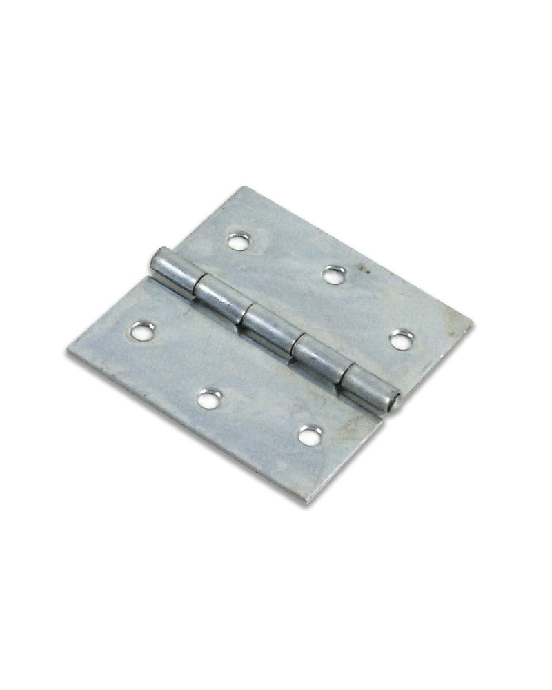 Cerniera quadra piana MM40 con fori per legno -  art. 121 - in acciaio zincato - spina fissa perno ottone