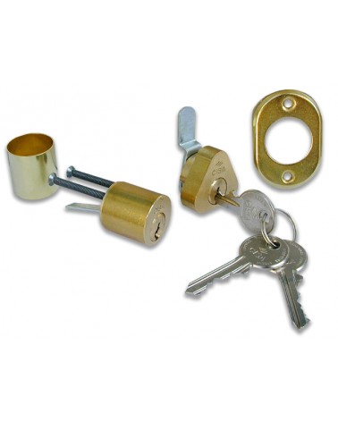 Cisa 02139.00.0 Coppia Cilindri per serrature da applicare, con parte esterna fissa, corpo in ottone, fornita con 3 chiavi. Util