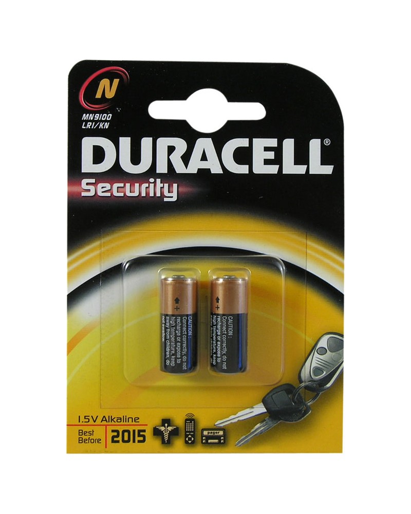 Confezione 2 pile alkaline DURACELL security N 1,5V - lunga durata - utilizzate per molteplici apparecchi, in particolare teleco
