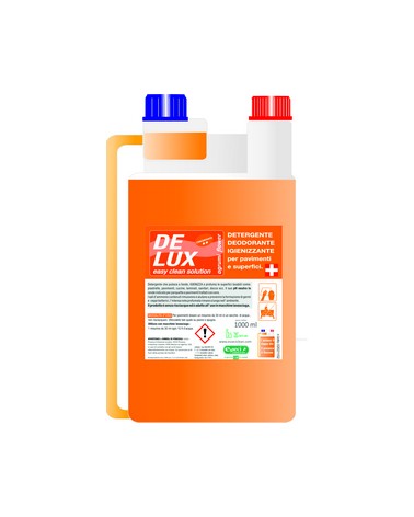 DE-LUX PAVIMENTI E SUPERFICI 1 LT CON DOSATORE Detergente / Deodorante / Igienizzante.