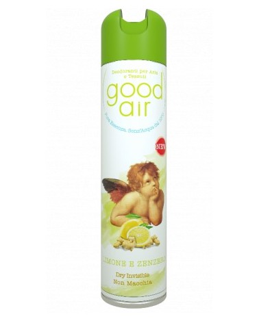Deodorante spray Good Air 400ML AL PROFUMO DI LIMONE E ZENZERO, per ambiente e tessuti, per un atmosfera dolce ma frizzante.