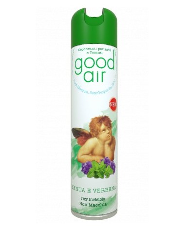Deodorante spray Good Air 400ML AL PROFUMO DI MENTA E VERBENA, per ambiente e tessuti, per un atmosfera dolce ma frizzante.