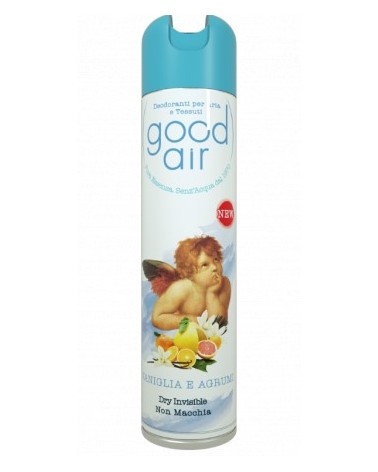 Deodorante spray Good Air 400ML AL PROFUMO DI VANIGLIA E AGRUMI, per ambiente e tessuti, per un atmosfera dolce ma frizzante.