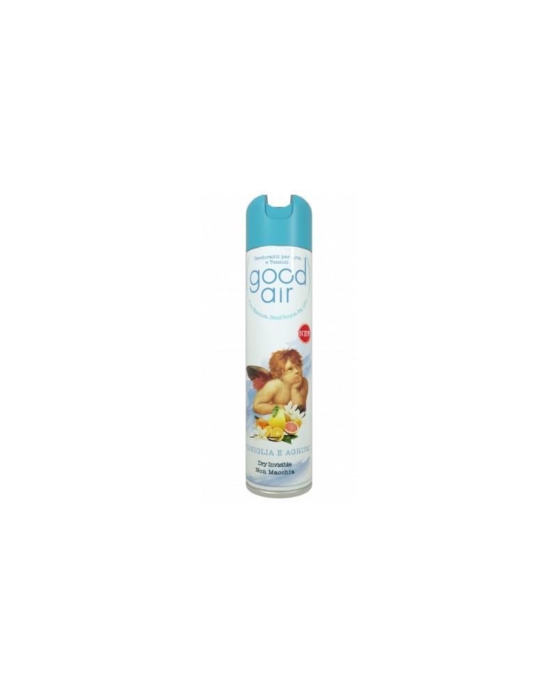 Deodorante spray Good Air 400ML AL PROFUMO DI VANIGLIA E AGRUMI, per ambiente e tessuti, per un atmosfera dolce ma frizzante.