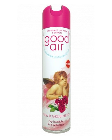 Deodorante spray Good Air 400ML AL PROFUMO ROSA E GELSOMIO, per ambiente e tessuti, per un atmosfera dolce ma frizzante.
