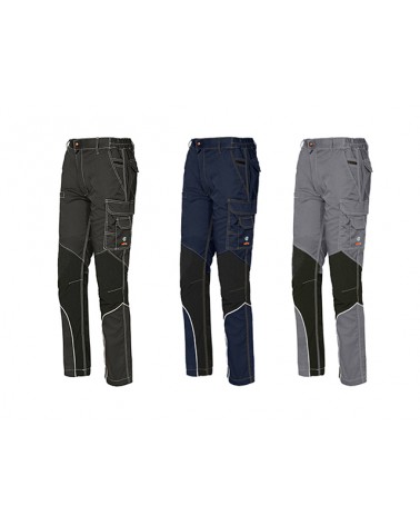 Pantalone tecnico TAGLIA M GRIGIO / BLU con inserti in tessuto anti abrasione e piping riflettente, possibilità di regolazione l