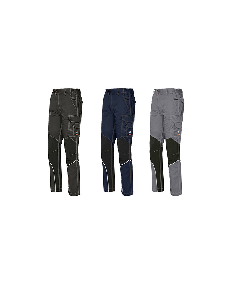 Pantalone tecnico TAGLIA XL GRIGIO con inserti in tessuto anti abrasione e piping riflettente, possibilità di regolazione lunghe