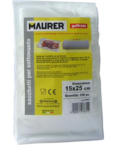 Sacchetti goffrati CM20 X MT6 MAURER per macchina sottovuoto - certificati per alimenti